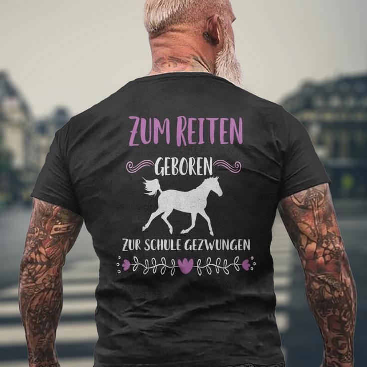 Zum Schule Gezwungen Zum Riten Geboren Pferd Riter Slogan T-Shirt mit Rückendruck Geschenke für alte Männer