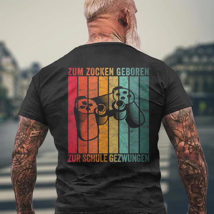 Zum Zocken Geboren Zum Schule Forced Boy Gamer T-Shirt mit Rückendruck Geschenke für alte Männer