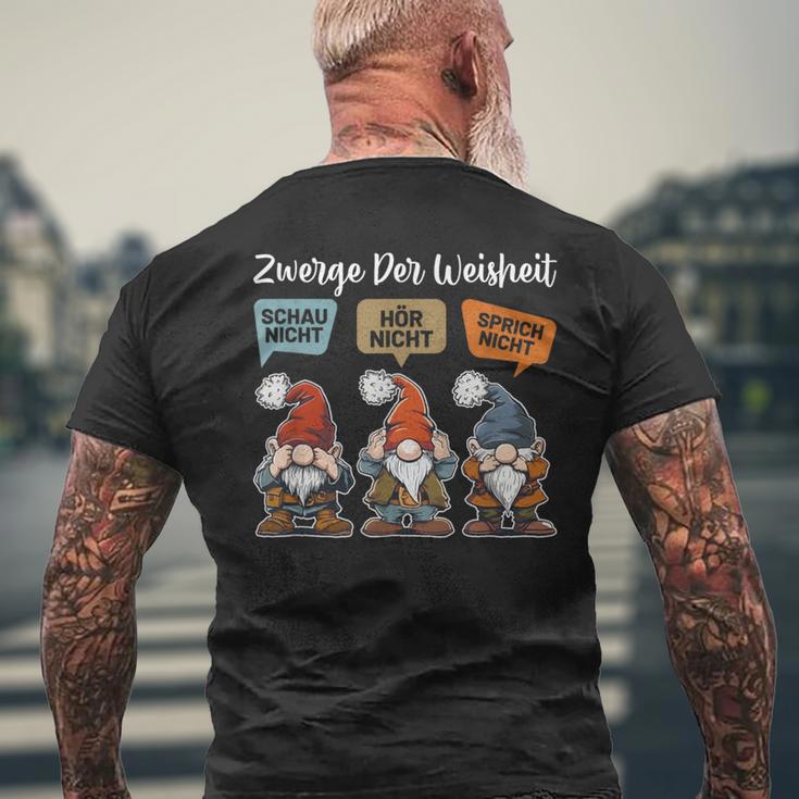 Zwerge Der Weisheit Schau Nicht Hör Nicht Speich Nicht Sprich Nicht Zwer T-Shirt mit Rückendruck Geschenke für alte Männer