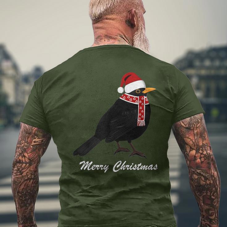 Bird With Red Christmas Hat Scarf Christmas Outfit Bird T-Shirt mit Rückendruck Geschenke für alte Männer