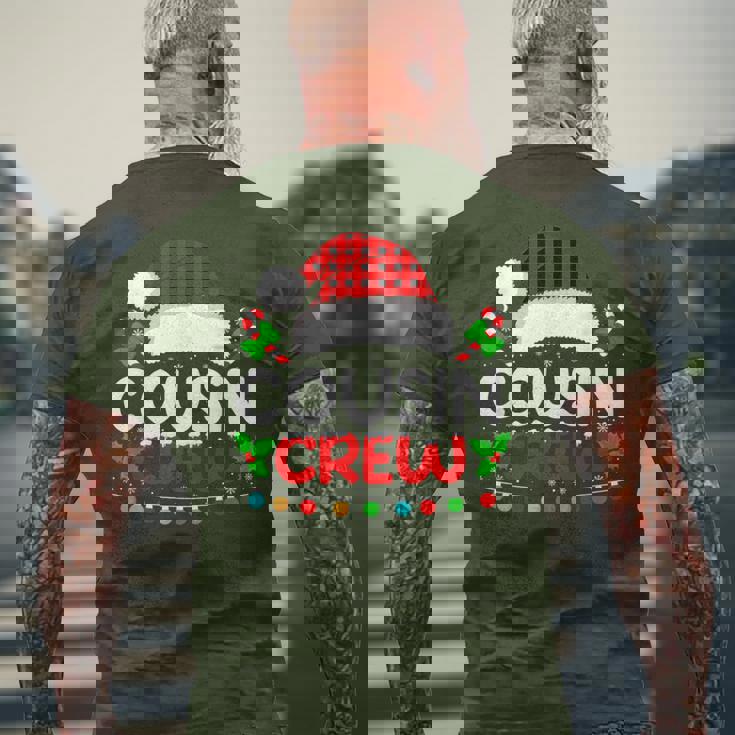 Cousin Crew Buffalo Plaid Xmas Pajamas Christmas Lights Men's T-shirt Back Print Gifts for Old Men