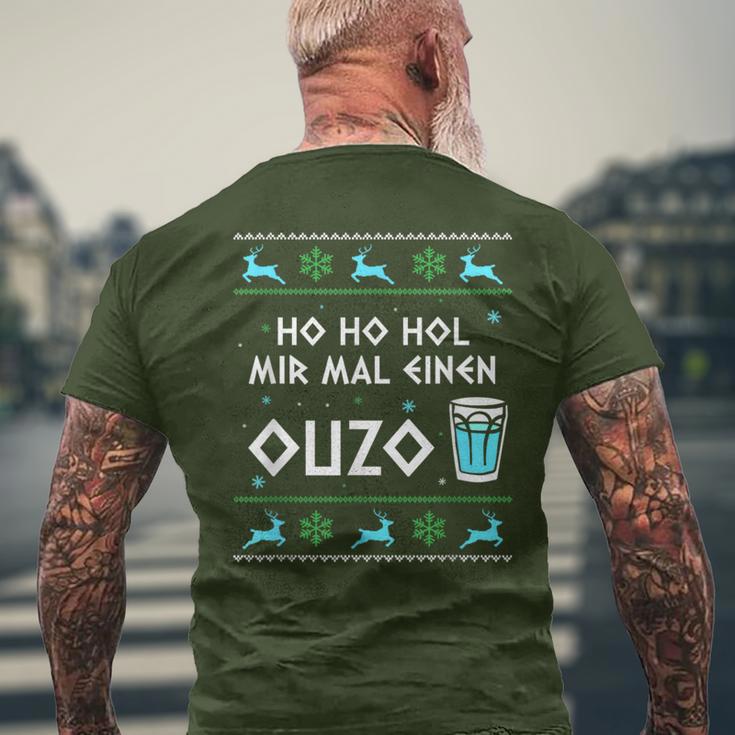 Ho Ho Hol Mir Mal Einen Ouzo Ugly Christmas Outfit T-Shirt mit Rückendruck Geschenke für alte Männer