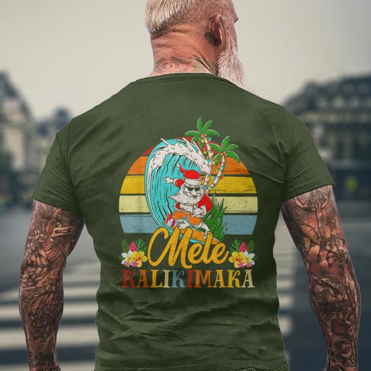 Mele-Kalikimaka Retro Santa Claus Shaka Hawaii T-Shirt mit Rückendruck Geschenke für alte Männer