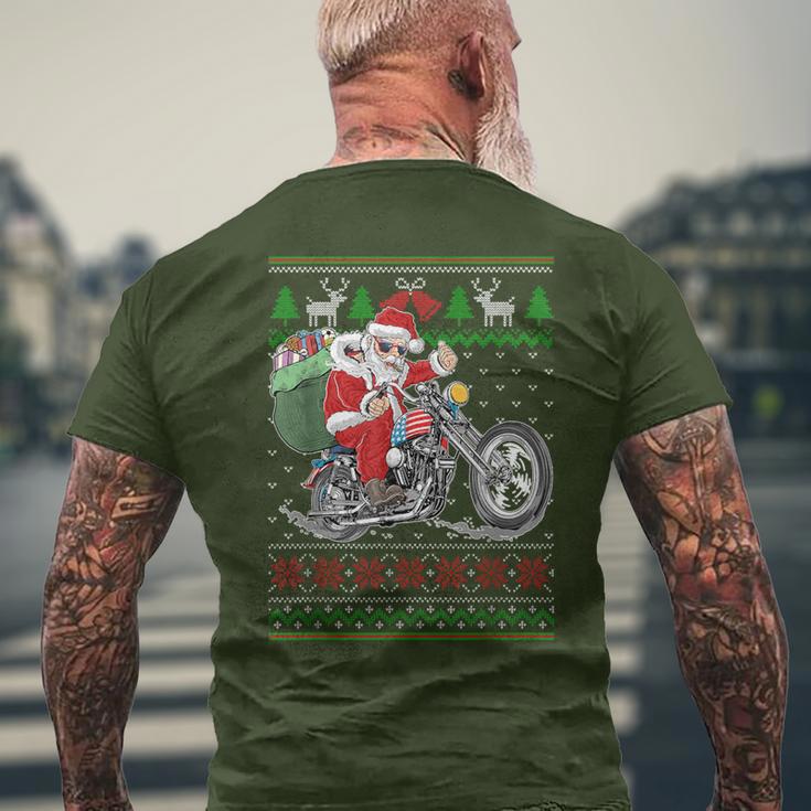 Santa Claus With Motorcycle Ugly Christmas Sweater Men s T shirt Back Print Thegiftio UK