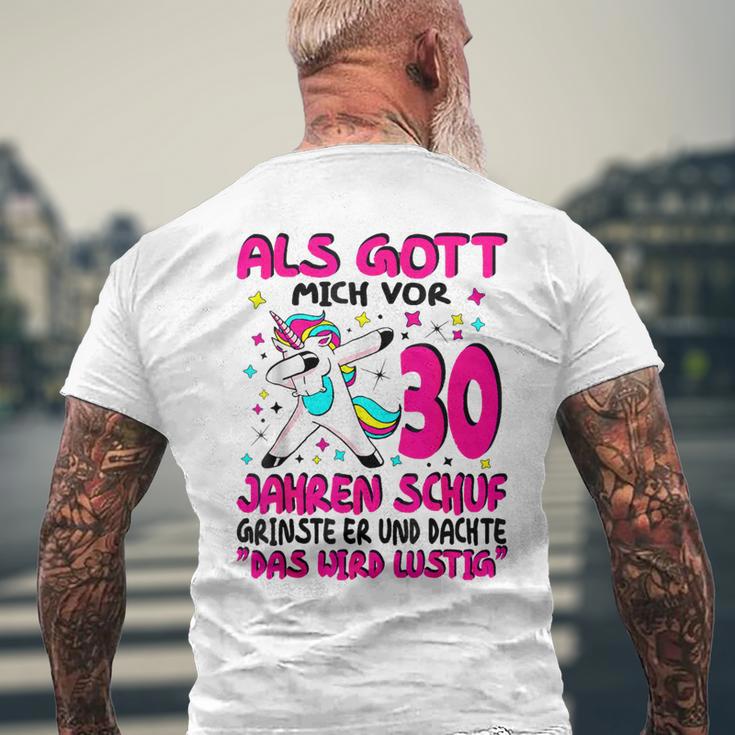 Als Gott Mich 30 Jahren Schuf Grinste Er Dachte Das Wird German Langu Gray T-Shirt mit Rückendruck Geschenke für alte Männer