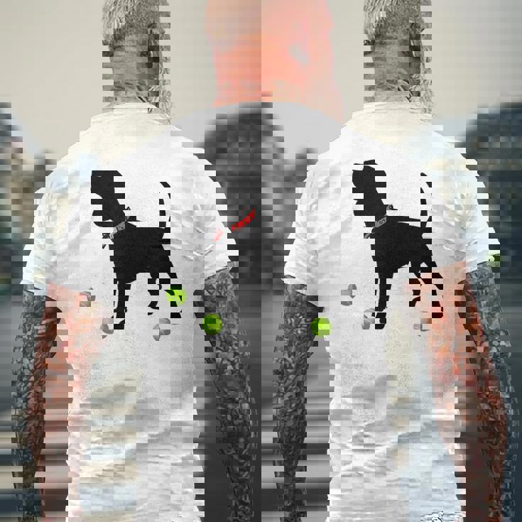 Beagle Dog Plays Fetch With Yellow Tennis Balls Men's Back Print T-Shirt Gifts for Old Men