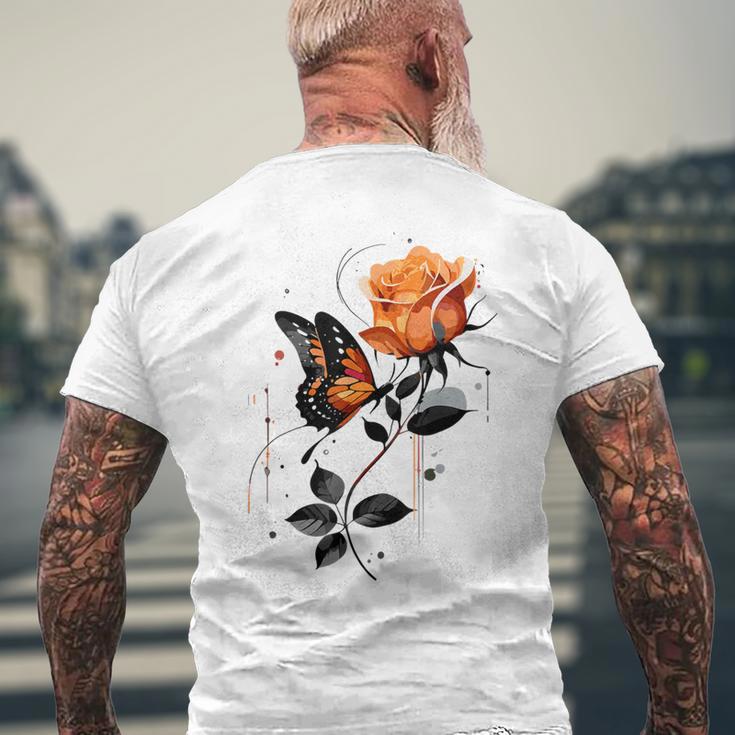 Blumen Und Schmetterlinge Damen Outfit Gray T-Shirt mit Rückendruck Geschenke für alte Männer