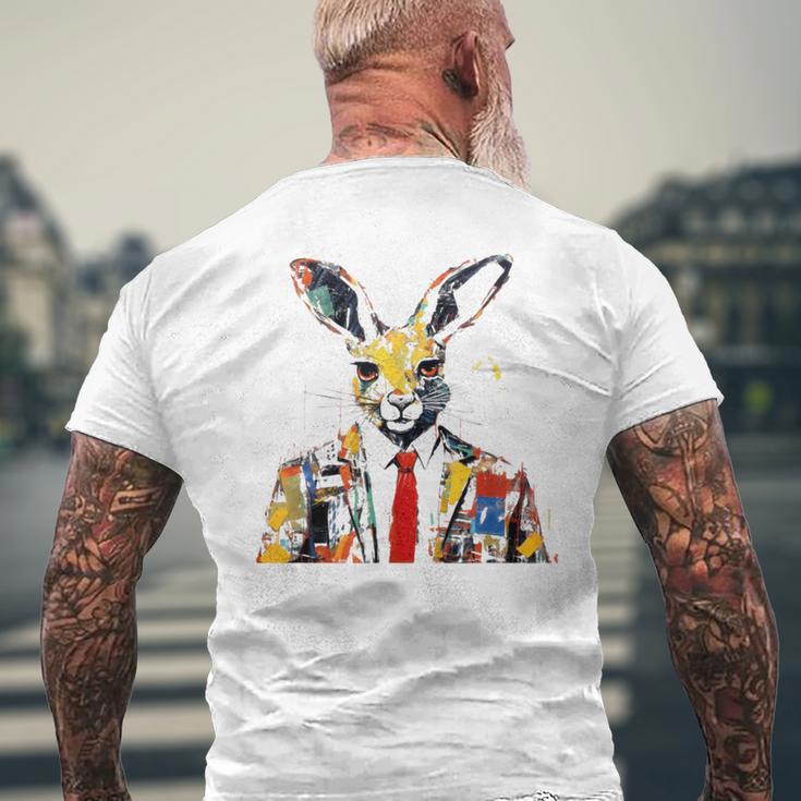 Buntes Kaninchen Mit Krawatte T-Shirt mit Rückendruck Geschenke für alte Männer