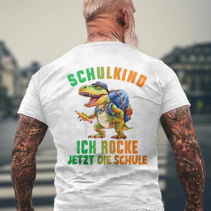 Children's Schulkind 2024 Cool Dino Ich Rocke Jetzt Die Schule Boys' T-Shirt mit Rückendruck Geschenke für alte Männer