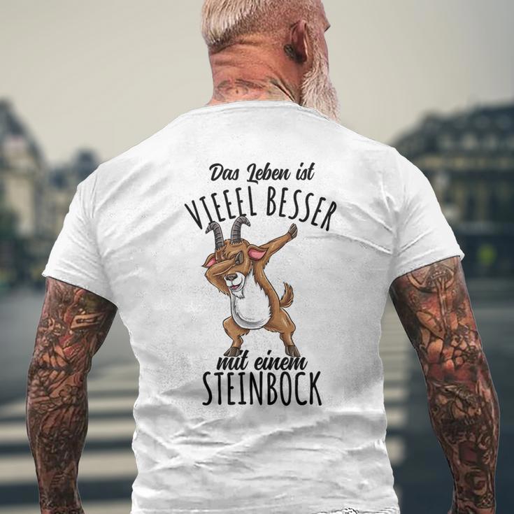 Das Leben Ist Besser Mit Einem Steinbock T-Shirt mit Rückendruck Geschenke für alte Männer