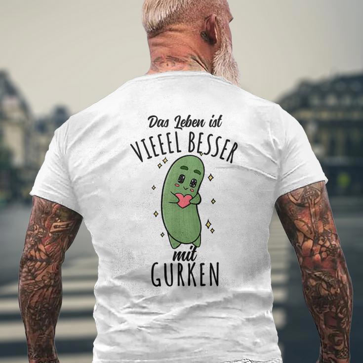 Das Leben Ist Besser Mit Gurken T-Shirt mit Rückendruck Geschenke für alte Männer