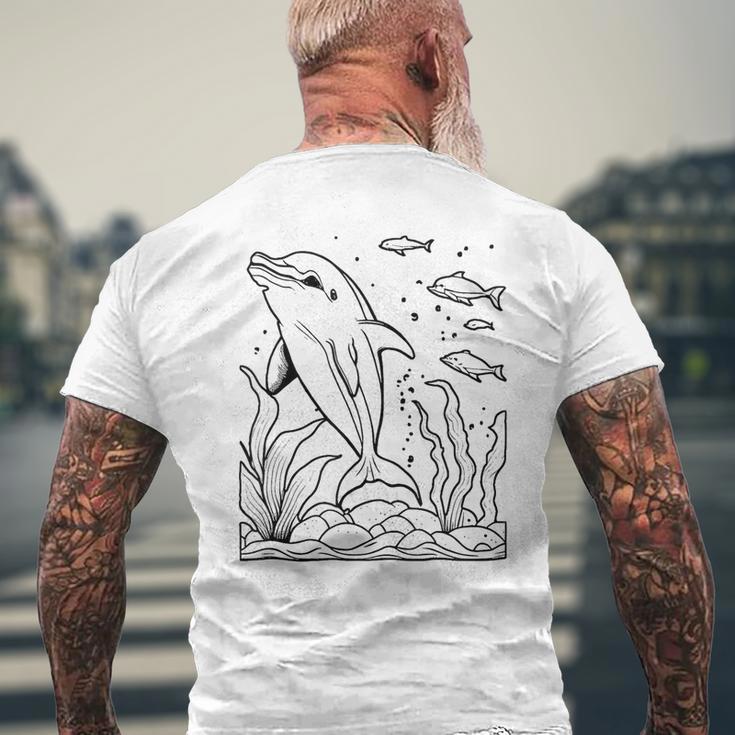 Dolphin Ausmalen Und Selbst Bemalen Colouring T-Shirt mit Rückendruck Geschenke für alte Männer