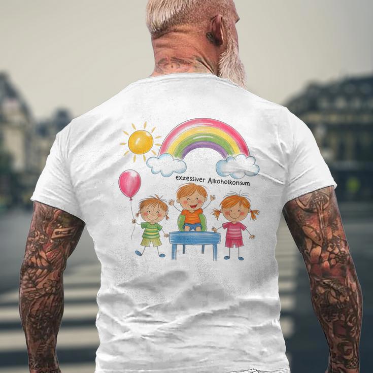 Exzessiver Alkoholkonsum X Lustige Kinder Zeichnung T-Shirt mit Rückendruck Geschenke für alte Männer