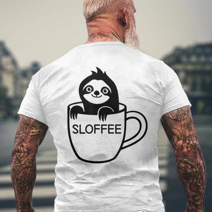 Faultier Und Kaffee Sloffee Lustig Witze Sarkastisch T-Shirt mit Rückendruck Geschenke für alte Männer