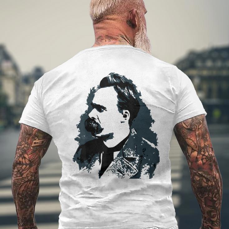 Friedrich Nietzsche Portraitsector Drawing Gray T-Shirt mit Rückendruck Geschenke für alte Männer