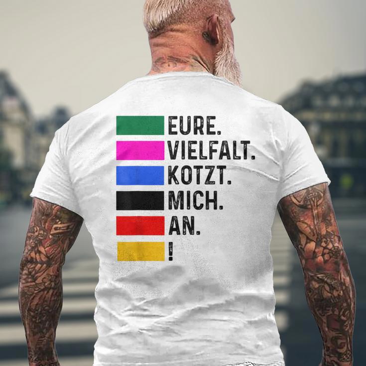 Eureielfalt Kotzt Mich An Blue T-Shirt mit Rückendruck Geschenke für alte Männer