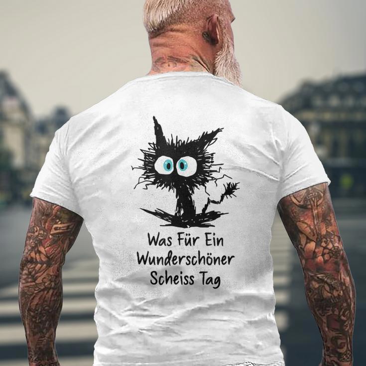 Was Für Ein Wonderschön Scheißtag Scheiss Tag Cat Gray T-Shirt mit Rückendruck Geschenke für alte Männer