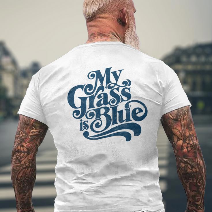 My Grass Is Blueintage Bluegrass Hand Lettering Retro T-Shirt mit Rückendruck Geschenke für alte Männer