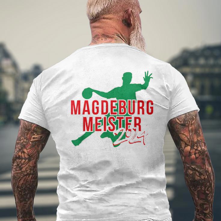 With Handball Team Magdeburg Fan Saxony-Anhalt Green Red T-Shirt mit Rückendruck Geschenke für alte Männer