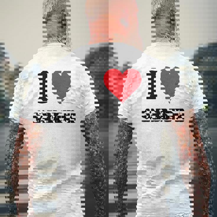 I Heart Sabrina First Name I Love Personalized Stuff T-shirt da uomo con stampa posteriore Regalos para ancianos