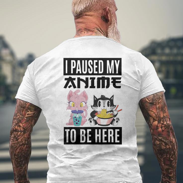 Ich Habe Meinen Anime Pausiert Hier Zu Sein Ramen Kawaii Cat Gray T-Shirt mit Rückendruck Geschenke für alte Männer