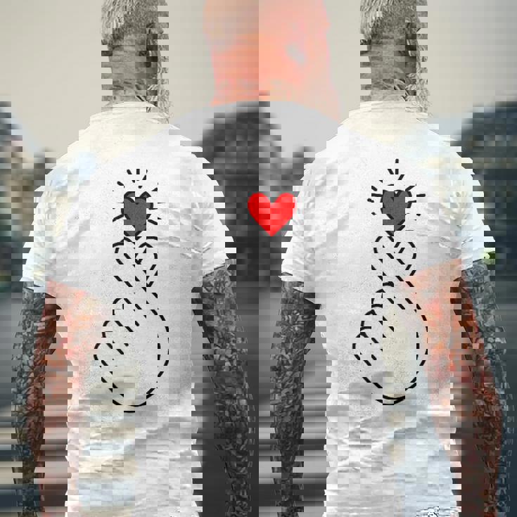 K-Pop Cuore K Pop Musica Corea Simbolo Kpop Dito Mano T-shirt da uomo con stampa posteriore Regalos para ancianos