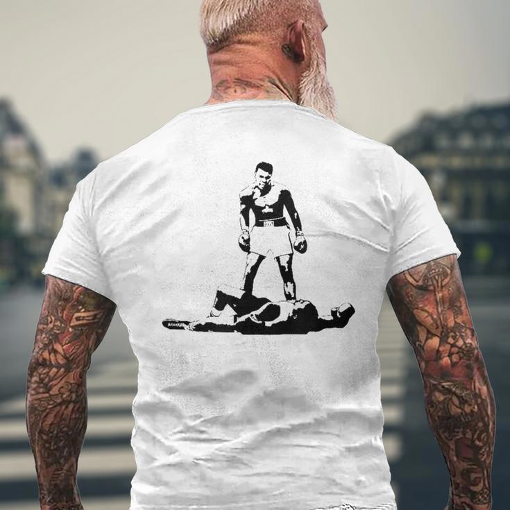 Muhammed Boxer Legend Ali Graffition Einem KO Blue T-Shirt mit Rückendruck Geschenke für alte Männer