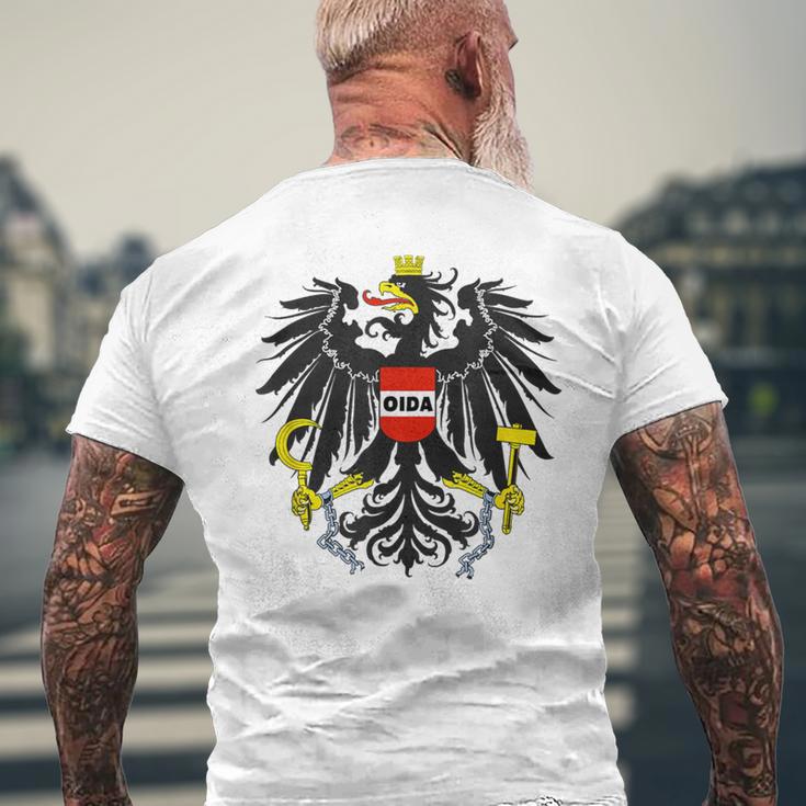 Oida Austria Flag Dialect Meme Schmäh Eagle Austria Gray T-Shirt mit Rückendruck Geschenke für alte Männer