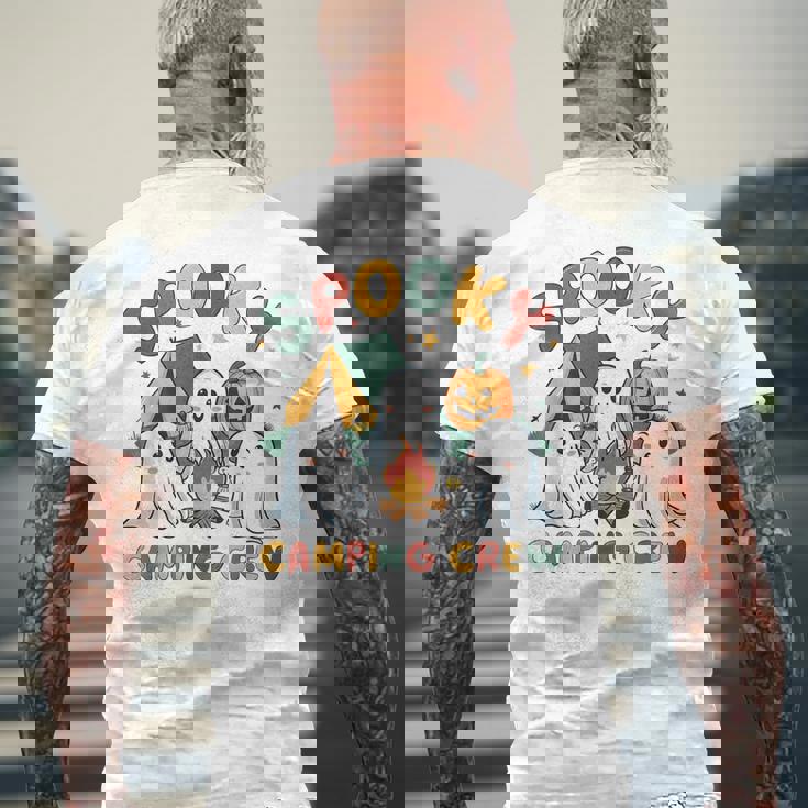 Spooky Camping Crew Ghosts Halloween Campfire Vintage Boo Men's T-shirt Back Print Gifts for Old Men