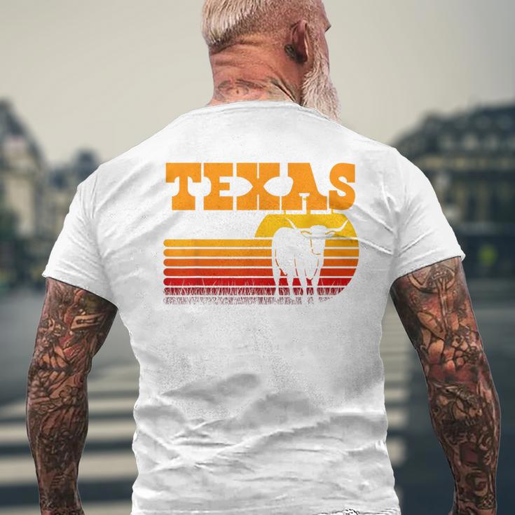 Texas Longhorn For Menintage Retro Sunset Texas Blue T-Shirt mit Rückendruck Geschenke für alte Männer