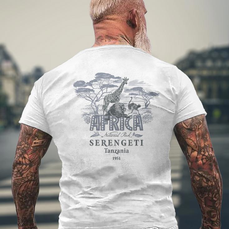 Travel Africa Tanzania Serengeti Ngorongoro Dar El Salaam Blue T-Shirt mit Rückendruck Geschenke für alte Männer