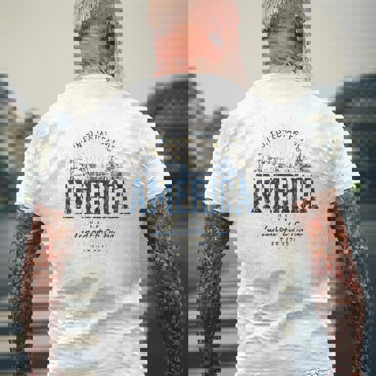 United States Sloganintage Usa Retrò Stati Uniti T-shirt da uomo con stampa posteriore Regalos para ancianos