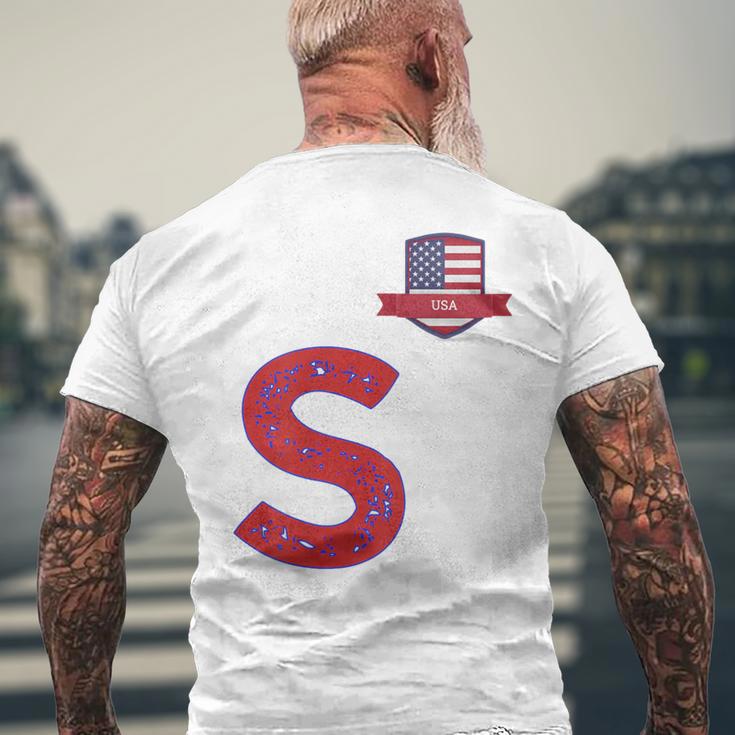 Usa Flag Letter S American Usa Red T-Shirt mit Rückendruck Geschenke für alte Männer