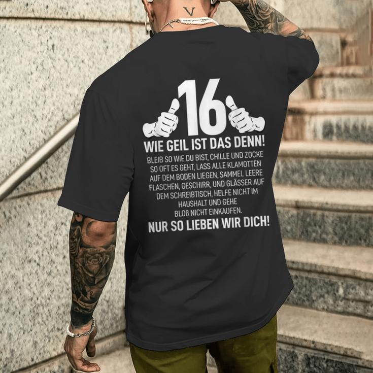 16Th Birthday Nager 16 Years Wie Geil Ist Das Denn T-Shirt mit Rückendruck Geschenke für Ihn