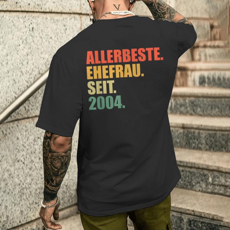 20 Jahreerheiratet Beste Ehefrau Seit 2004 20Hochzeitstag T-Shirt mit Rückendruck Geschenke für Ihn