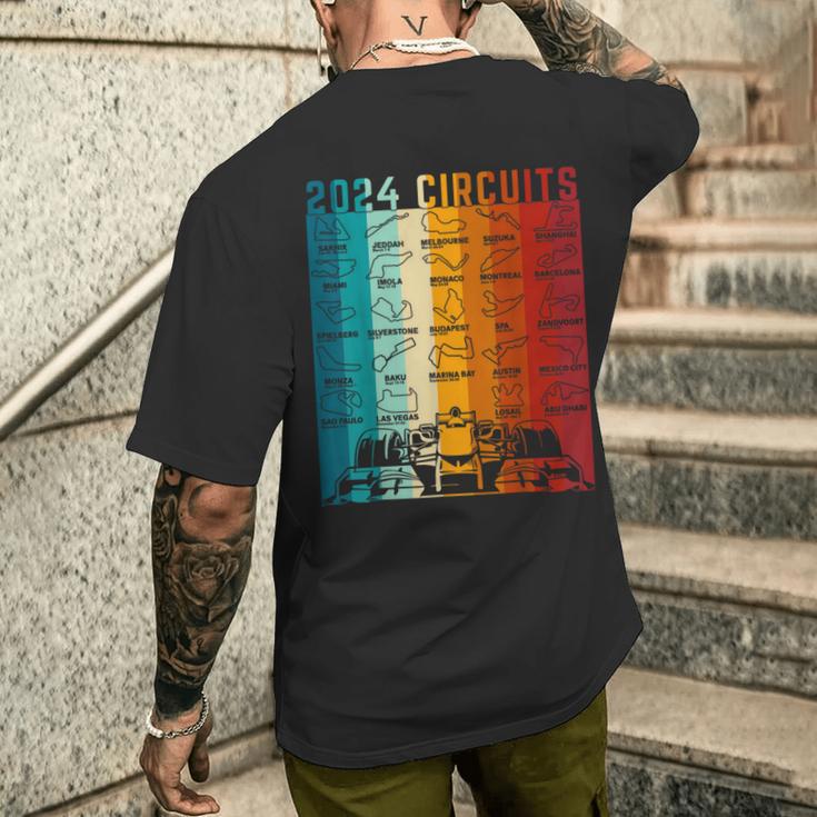 2024 Schedule Formula Racing Formula Car Retrointage T-Shirt mit Rückendruck Geschenke für Ihn