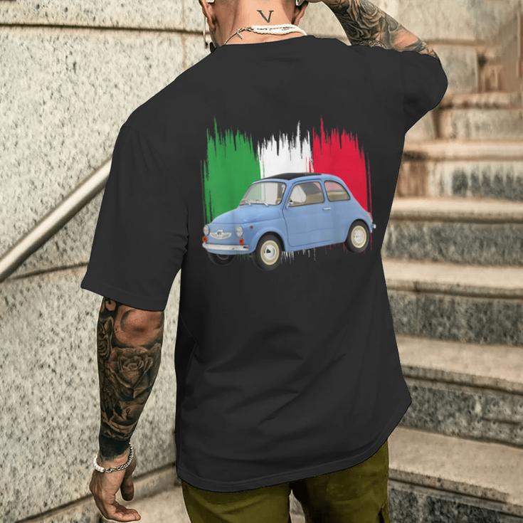 500Intage Car Flag Of Italy Dad Engines T-Shirt mit Rückendruck Geschenke für Ihn