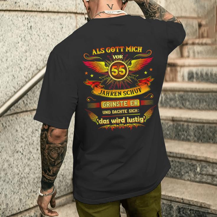 55Th Birthday Als Gott Michor 55 Jahre Schuf Grinste Er 55Th T-Shirt mit Rückendruck Geschenke für Ihn