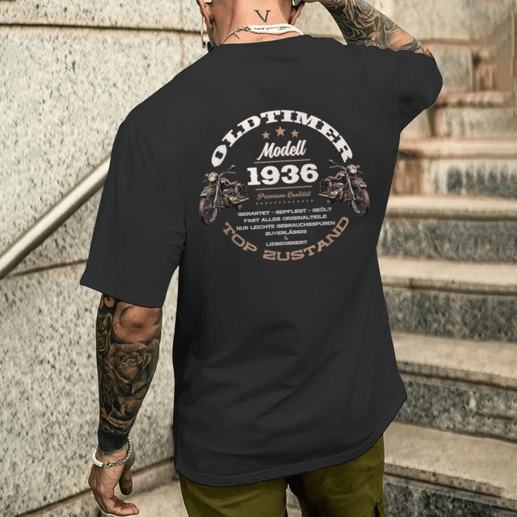 88 Geburtstag Mann Frau Motorrad Motorradfahrer Biker 1936 T-Shirt mit Rückendruck Geschenke für Ihn