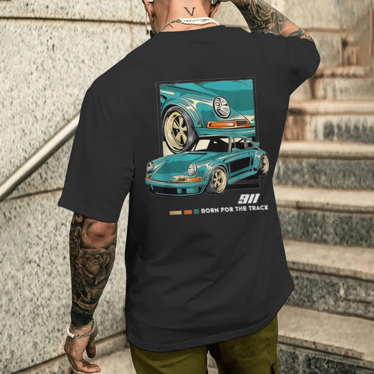 911 Gt3 Rs Silhouette Oldtimer Retrointage Car T-Shirt mit Rückendruck Geschenke für Ihn