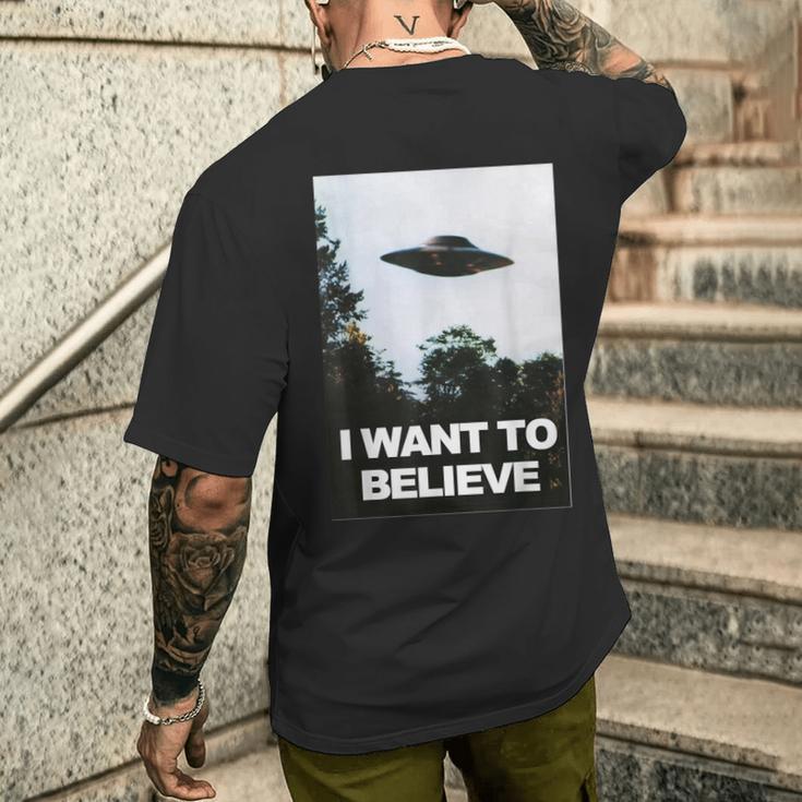 Alien Ufo Hunter I Want To Believe T-Shirt mit Rückendruck Geschenke für Ihn