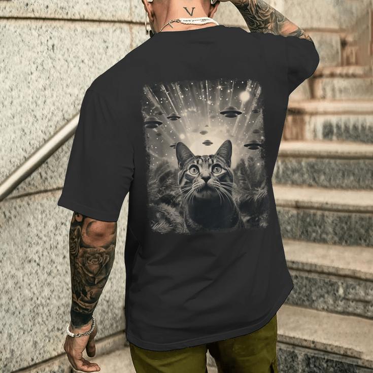 Alien Ufo Selfie Cat T-Shirt mit Rückendruck Geschenke für Ihn