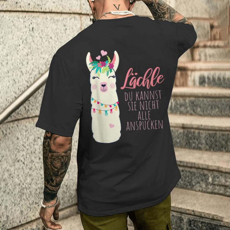 Alpaca Lächle Du Kannst Sie Nicht Alle Anspcken S T-Shirt mit Rückendruck Geschenke für Ihn