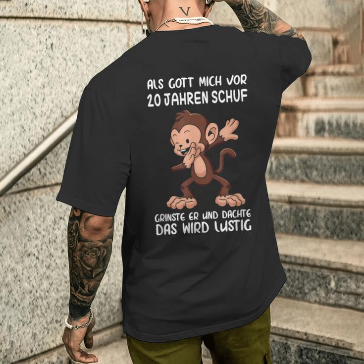 Als Gott Mich 20 Jahren Schuf Monkey Birthday T-Shirt mit Rückendruck Geschenke für Ihn