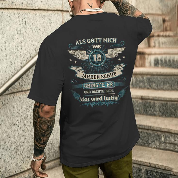 Als Gott Michor 18 Jahren Schuf Grinste Er Das Wird German L T-Shirt mit Rückendruck Geschenke für Ihn