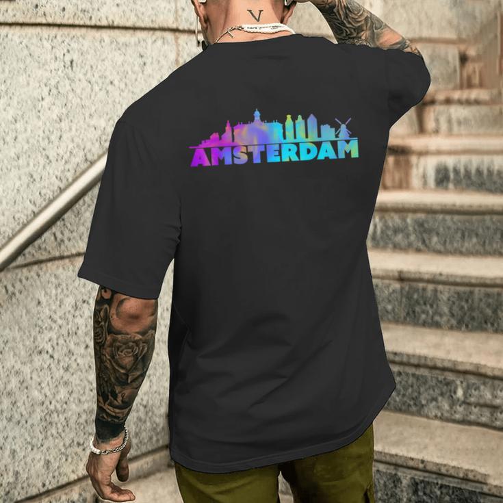 Amsterdam Skyline Netherlands Souvenir T-Shirt mit Rückendruck Geschenke für Ihn