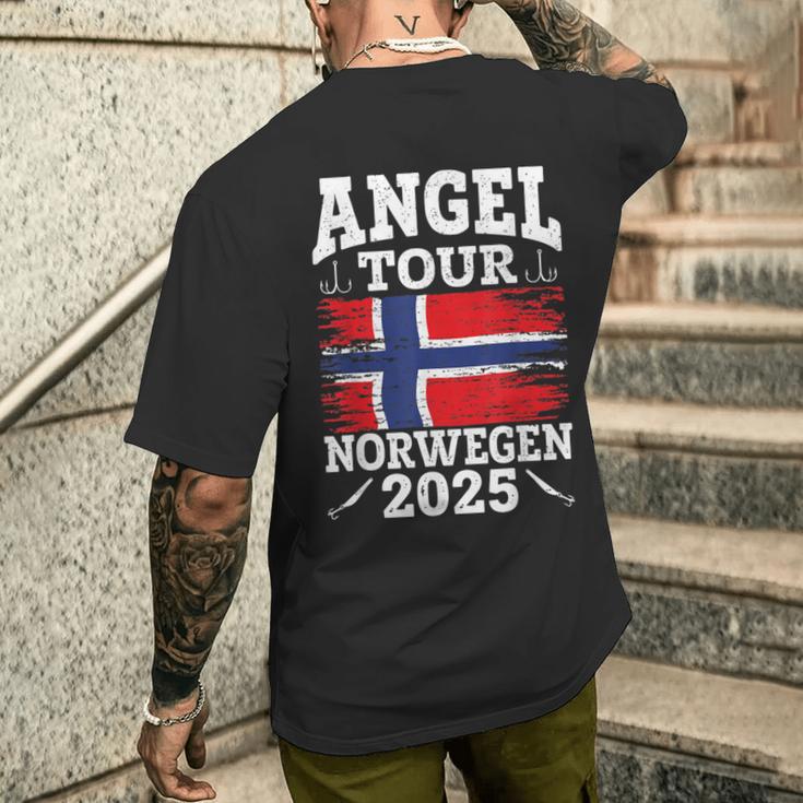 Angel Tour Norway 2025 Fishing Team Norway Flag Angler T-Shirt mit Rückendruck Geschenke für Ihn