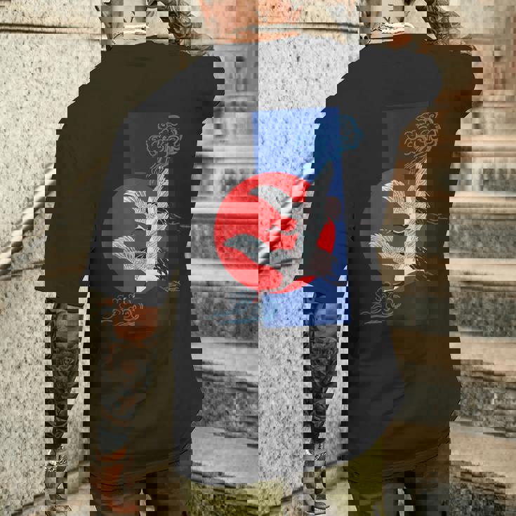 Arte De Pájaro Grulla Baile De Grullas Arte Retro Japonés Camiseta Hombre Estampado Espalda Regalos para él
