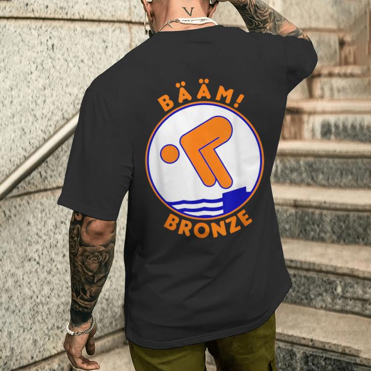 Bääm Bronze Swimming Badge Badge Swimmer S T-Shirt mit Rückendruck Geschenke für Ihn