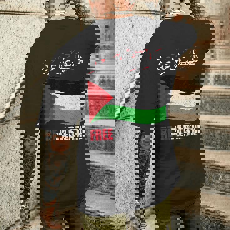Bandiera Della Palestina Libera In Arabo Per Palistin E Palestinesi T-shirt da uomo con stampa posteriore Regalos para él